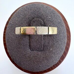 VTG Sterling Silver Israel Two Tone Cigar Band Signed Stackable Ring SZ 9.25